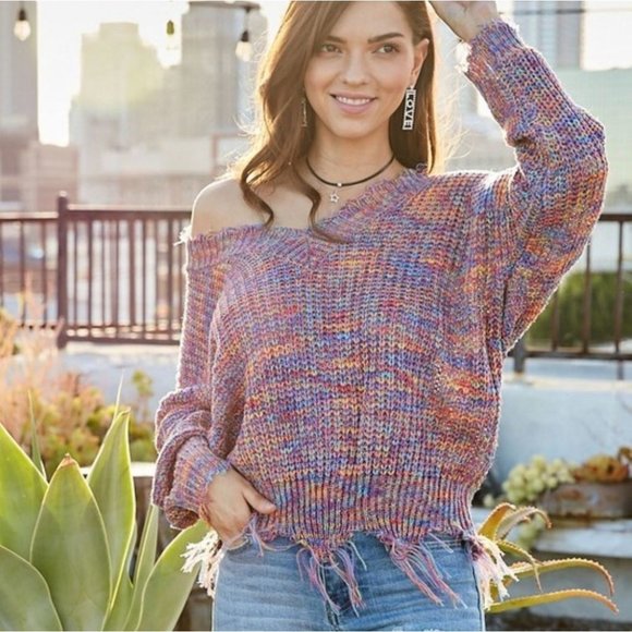 Main Strip Rainbow Multi Color Frayed 